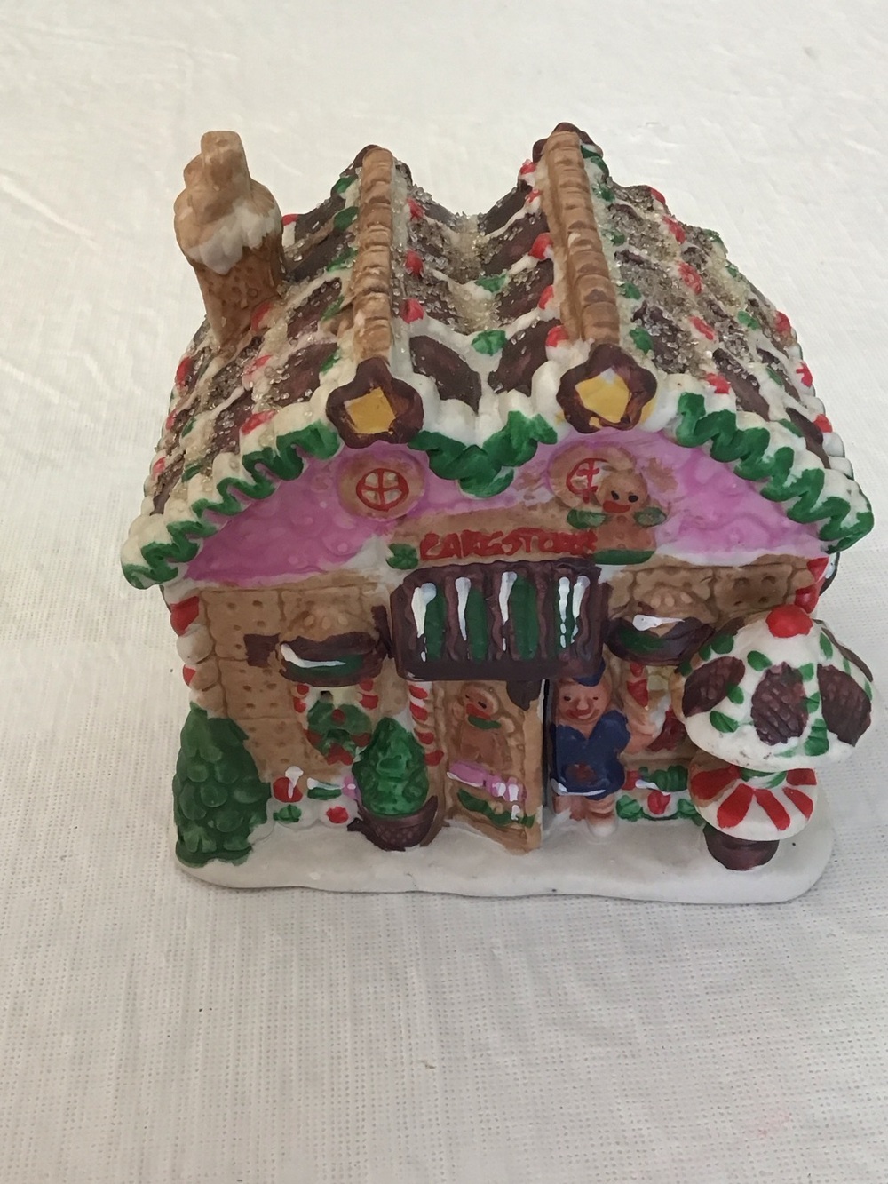 Festive Gingerbread House Holiday 2005- Pink & Multicolor